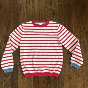 The Little White Company Boys 8-9Y Red/Heathered White/Blue Crew Neck Sweater